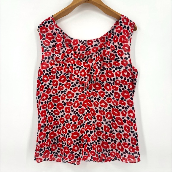 Cabi Flipside Blouse #5356, Abstract Poppy Print Sleeveless Top, Large - Picture 13 of 17